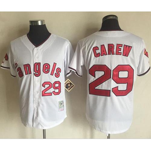Mitchell and Ness Los Angeles Angels of Anaheim #29 Rod Carew White Stitched Jersey Men's cheap jerseys for sale - CheapJerseys.Shop