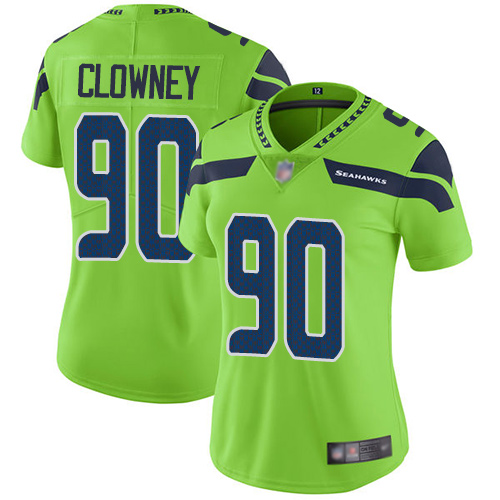 Seattle Seahawks #90 Jadeveon Clowney Green Women's Stitched Limited Rush Jersey Womens cheap jerseys for sale - CheapJerseys.Shop