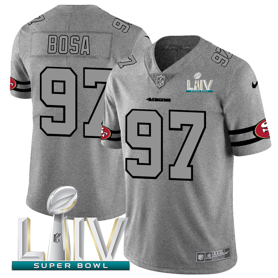 San Francisco 49ers #97 Nick Bosa Men's Gray Super Bowl LIV 2020 Gridiron II Vapor Untouchable Limited Jersey cheap jerseys for sale - CheapJerseys.Shop
