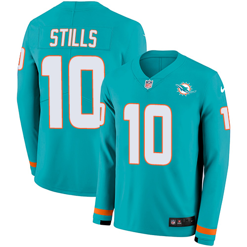 Miami Dolphins #10 Kenny Stills Aqua Green Team Color Men's Stitched Limited Therma Long Sleeve Jersey Men's cheap jerseys for sale - CheapJerseys.Shop