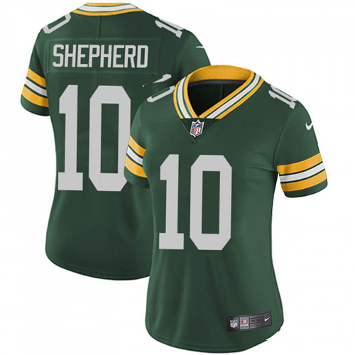 Green Bay Packers #10 Darrius Shepherd Green Team Color Women's Stitched Vapor Untouchable Limited Jersey Womens cheap jerseys for sale - CheapJerseys.Shop