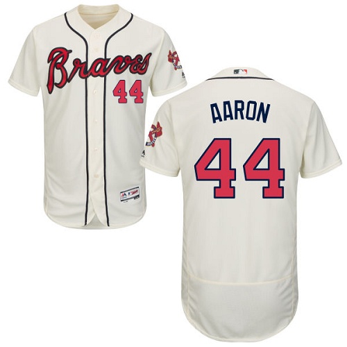 Atlanta Braves #44 Hank Aaron Cream Flexbase Authentic Collection Stitched Jersey Men's cheap jerseys for sale - CheapJerseys.Shop