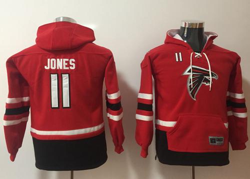 Falcons #11 Julio Jones Red/Black Youth Name & Number Pullover Hoodie cheap jerseys for sale - CheapJerseys.Shop