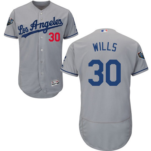 Los Angeles Dodgers #30 Maury Wills Grey Flexbase Authentic Collection 2018 World Series Stitched Jersey Men's cheap jerseys for sale - CheapJerseys.Shop