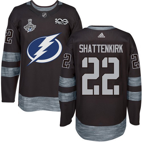 Tampa Bay Lightning #22 Kevin Shattenkirk Black 1917-2017 100th Anniversary 2020 Stanley Cup Champions Stitched Jersey Men's cheap jerseys for sale - CheapJerseys.Shop