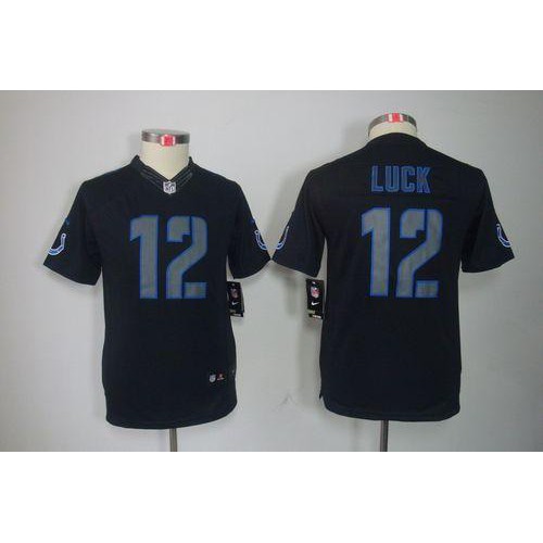 Indianapolis Colts #12 Andrew Luck Black Impact Youth Stitched Limited Jersey Youth cheap jerseys for sale - CheapJerseys.Shop