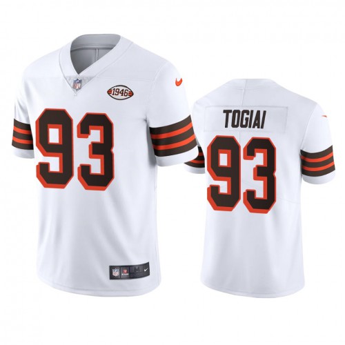 Cleveland Cleveland Browns #93 Tommy Togiai 1946 Collection Alternate Vapor Limited Jersey - White Men's cheap jerseys for sale - CheapJerseys.Shop