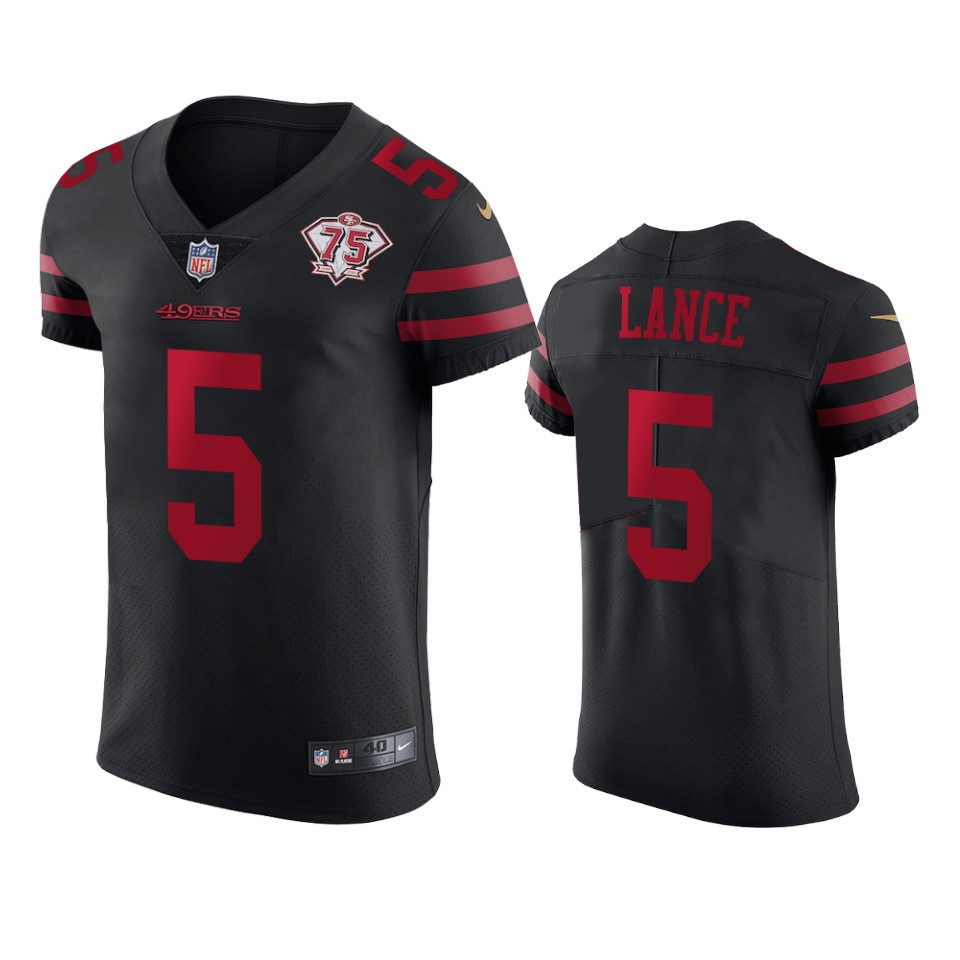 49ers #5 Trey Lance Black Alternate Men's 75th Anniversary Stitched Vapor Untouchable Elite Jersey cheap jerseys for sale - CheapJerseys.Shop