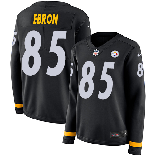 Pittsburgh Steelers #85 Eric Ebron Black Team Color Women's Stitched Limited Therma Long Sleeve Jersey Womens cheap jerseys for sale - CheapJerseys.Shop