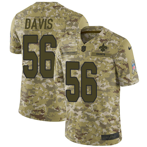 New Orleans Saints #56 DeMario Davis Camo Youth Stitched Limited 2018 Salute to Service Jersey Youth cheap jerseys for sale - CheapJerseys.Shop