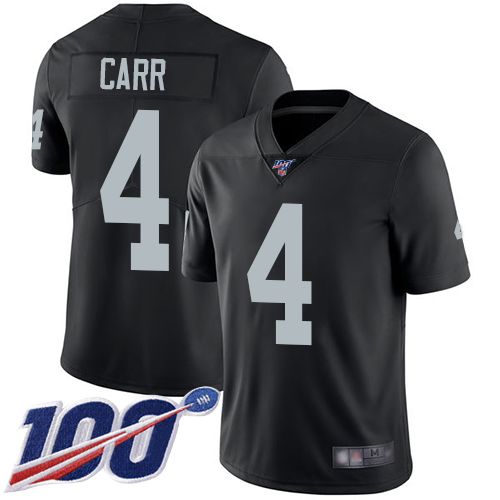 Raiders #4 Derek Carr Black Team Color Youth Stitched 100th Season Vapor Limited Jersey cheap jerseys for sale - CheapJerseys.Shop
