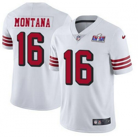 Youth San Francisco 49ers 16 Joe Montana White Throwback Vapor Untouchable Limited Stitched 2024 Super Bowl LVIII Jersey cheap jerseys for sale - CheapJerseys.Shop