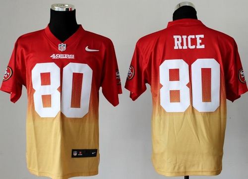 49ers #80 Jerry Rice Red/Gold Men's Stitched Elite Fadeaway Fashion Jersey cheap jerseys for sale - CheapJerseys.Shop