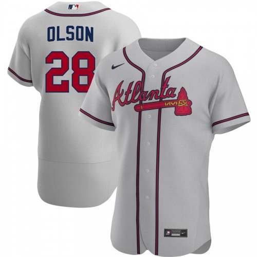 Atlanta Atlanta Braves #28 Matt Olson Men's Gray Road 2020 Authentic Official Team Jersey Men's cheap jerseys for sale - CheapJerseys.Shop