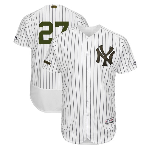 New York Yankees #27 Giancarlo Stanton White Strip Flexbase Authentic Collection 2018 Memorial Day Stitched Jersey Men's cheap jerseys for sale - CheapJerseys.Shop