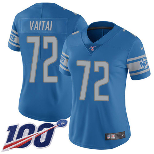 Detroit Lions #72 Halapoulivaati Vaitai Blue Team Color Women's Stitched 100th Season Vapor Untouchable Limited Jersey Womens cheap jerseys for sale - CheapJerseys.Shop