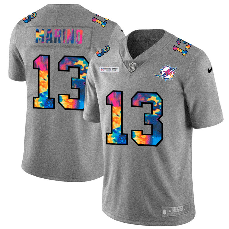 Miami Dolphins #13 Dan Marino Men's Multi-Color 2020 Crucial Catch Jersey Greyheather cheap jerseys for sale - CheapJerseys.Shop