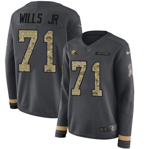 Cleveland Browns #71 Jedrick Wills JR Anthracite Salute to Service Women's Stitched Limited Therma Long Sleeve Jersey Womens cheap jerseys for sale - CheapJerseys.Shop