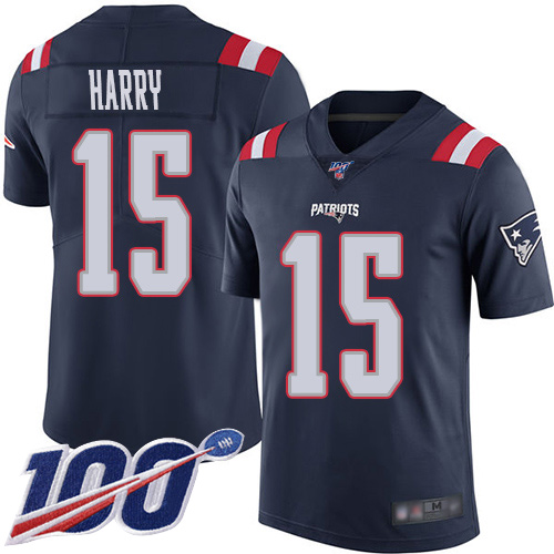 New England Patriots #15 N'Keal Harry Navy Blue Men's Stitched Limited Rush 100th Season Jersey Men's cheap jerseys for sale - CheapJerseys.Shop