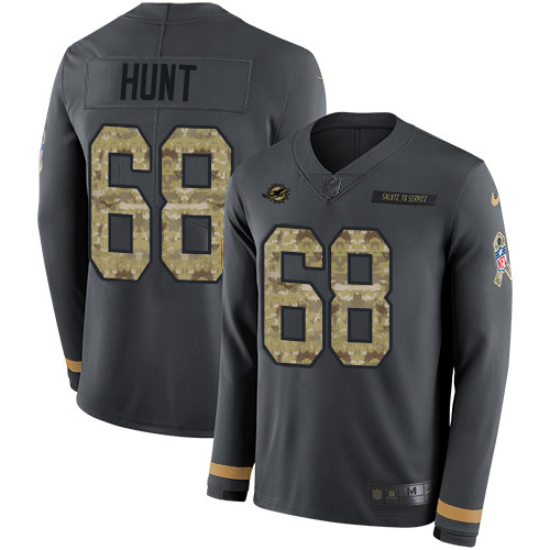 Miami Dolphins #68 Robert Hunt Anthracite Salute to Service Men's Stitched Limited Therma Long Sleeve Jersey Men's cheap jerseys for sale - CheapJerseys.Shop