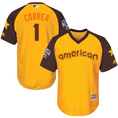 Houston Astros #1 Carlos Correa Gold 2016 All-Star American League Stitched Youth Jersey Youth cheap jerseys for sale - CheapJerseys.Shop