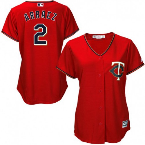 Minnesota Twins #2 Luis Arraez Red Alternate Women's Stitched Jersey Womens cheap jerseys for sale - CheapJerseys.Shop