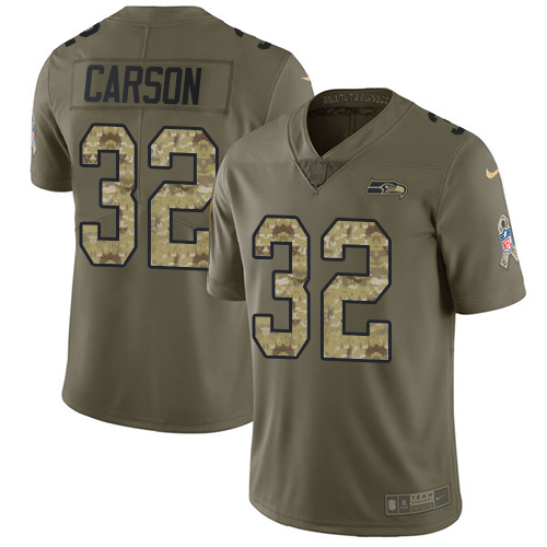Seattle Seahawks #32 Chris Carson Olive/Camo Men's Stitched Limited 2017 Salute To Service Jersey Men's cheap jerseys for sale - CheapJerseys.Shop