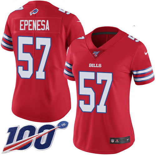 Buffalo Bills #57 A.J. Epenesas Red Women's Stitched Limited Rush 100th Season Jersey Womens cheap jerseys for sale - CheapJerseys.Shop