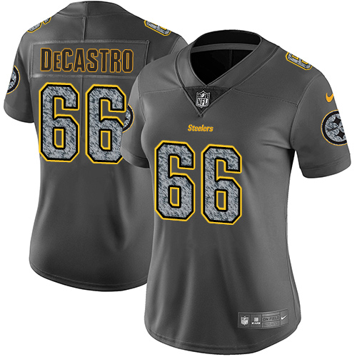 Pittsburgh Steelers #66 David DeCastro Gray Static Women's Stitched Vapor Untouchable Limited Jersey Womens cheap jerseys for sale - CheapJerseys.Shop