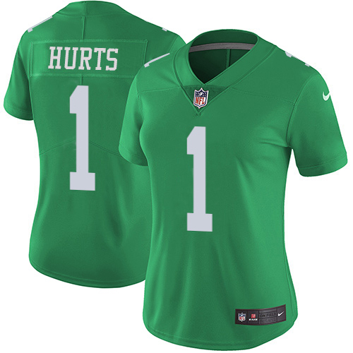 Eagles #1 Jalen Hurts Green Women's Stitched Limited Rush Jersey cheap jerseys for sale - CheapJerseys.Shop