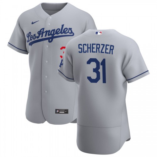 Los Angeles Los Angeles Dodgers #31 Max Scherzer Men's Gray Road 2020 Authentic Team Jersey Men's cheap jerseys for sale - CheapJerseys.Shop