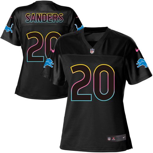 Lions #20 Barry Sanders Black Women's Fashion Game Jersey cheap jerseys for sale - CheapJerseys.Shop