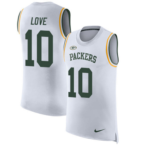 Packers #10 Jordan Love White Men's Stitched Limited Rush Tank Top Jersey cheap jerseys for sale - CheapJerseys.Shop