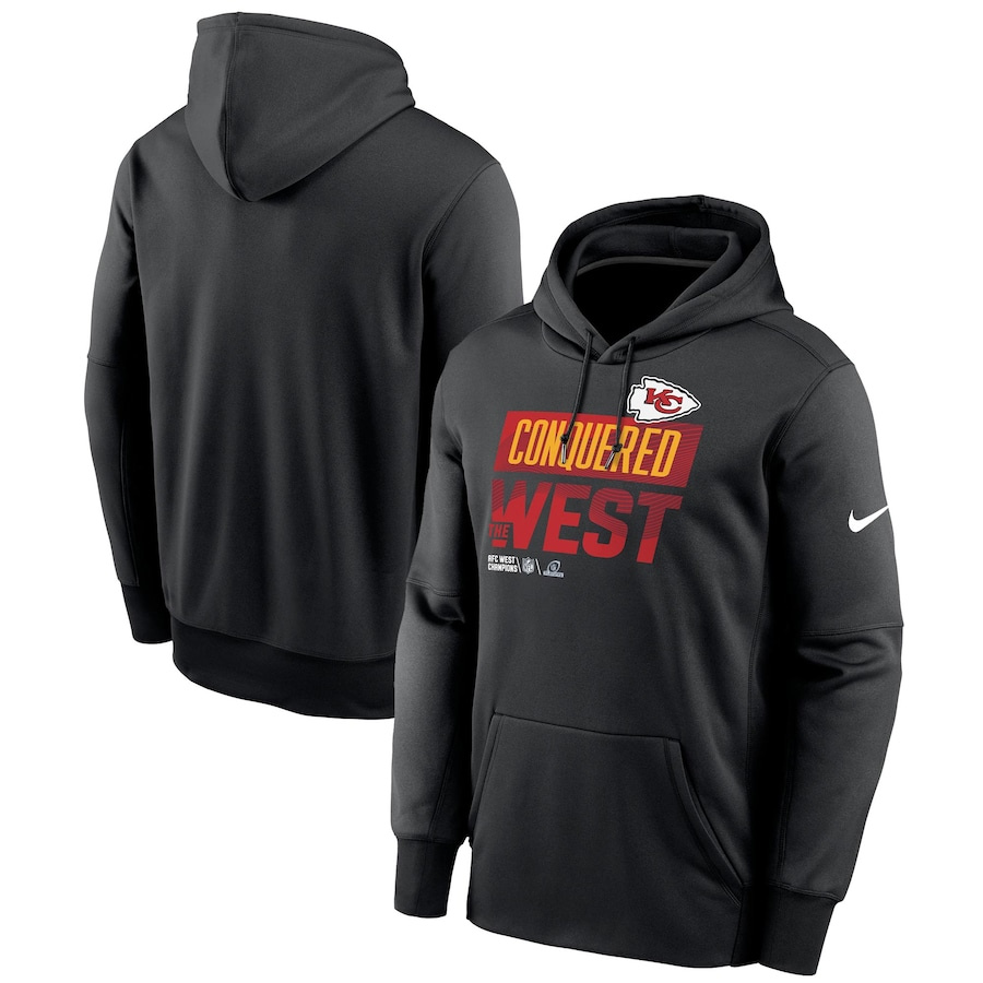 Kansas City Chiefs Men's Black 2022 AFC West Division Champions Locker Room Trophy Collection Pullover Hoodie cheap jerseys for sale - CheapJerseys.Shop