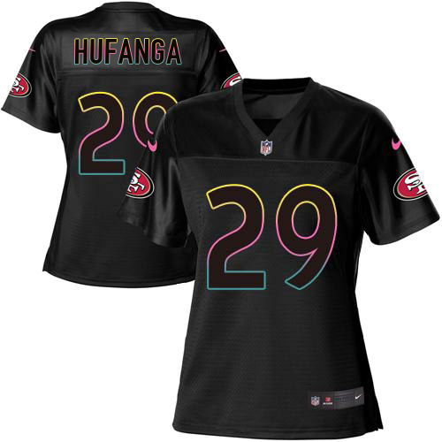49ers #29 Talanoa Hufanga Black Women's Fashion Game Jersey cheap jerseys for sale - CheapJerseys.Shop