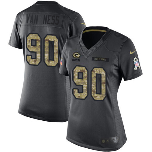 Packers #90 Lukas Van Ness Black Women's Stitched Limited 2016 Salute To Service Jersey cheap jerseys for sale - CheapJerseys.Shop