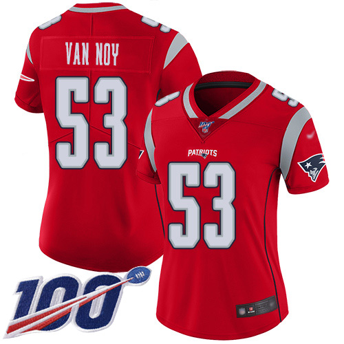 New England Patriots #53 Kyle Van Noy Red Women's Stitched Limited Inverted Legend 100th Season Jersey Womens cheap jerseys for sale - CheapJerseys.Shop