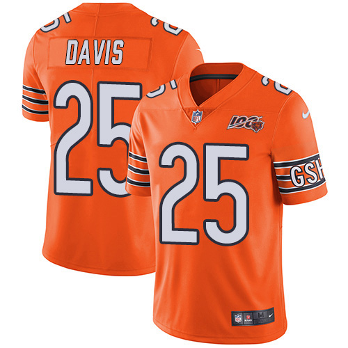 Chicago Bears #25 Mike Davis Orange Men's 100th Season Stitched Limited Rush Jersey Men's cheap jerseys for sale - CheapJerseys.Shop