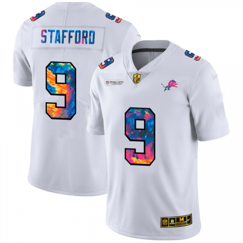 Detroit Detroit Lions #9 Matthew Stafford Men's White Multi-Color 2020 Crucial Catch Limited Jersey Men's cheap jerseys for sale - CheapJerseys.Shop
