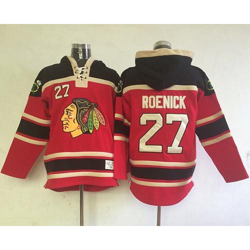 Chicago Blackhawks #27 Jeremy Roenick Red Sawyer Hooded Sweatshirt Stitched Jersey Men's cheap jerseys for sale - CheapJerseys.Shop