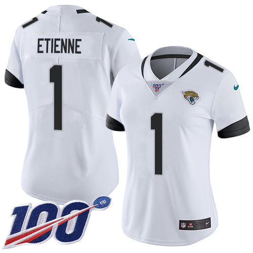 Jaguars #1 Travis Etienne White Women's Stitched 100th Season Vapor Untouchable Limited Jersey cheap jerseys for sale - CheapJerseys.Shop