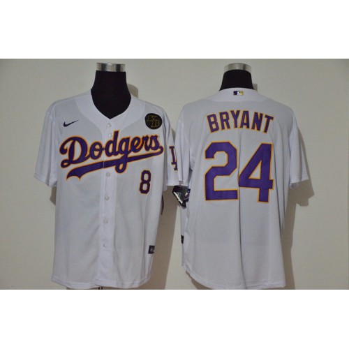Los Angeles Los Angeles Dodgers #8 #24 Kobe Bryant Men's White Purple No. Cool Base 2020 KB Patch Jersey Men's cheap jerseys for sale - CheapJerseys.Shop