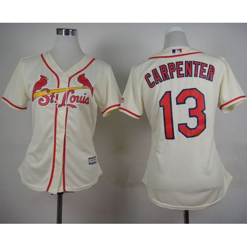 St.Louis Cardinals #13 Matt Carpenter Cream Alternate Women's Stitched Jersey Womens cheap jerseys for sale - CheapJerseys.Shop