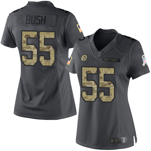 Pittsburgh Steelers #55 Devin Bush Black Women's Stitched Limited 2016 Salute to Service Jersey Womens cheap jerseys for sale - CheapJerseys.Shop