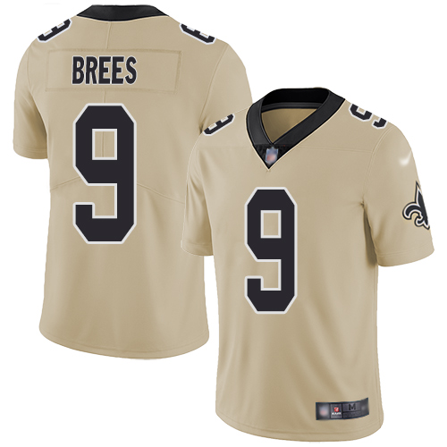Saints #9 Drew Brees Gold Men's Stitched Limited Inverted Legend Jersey cheap jerseys for sale - CheapJerseys.Shop