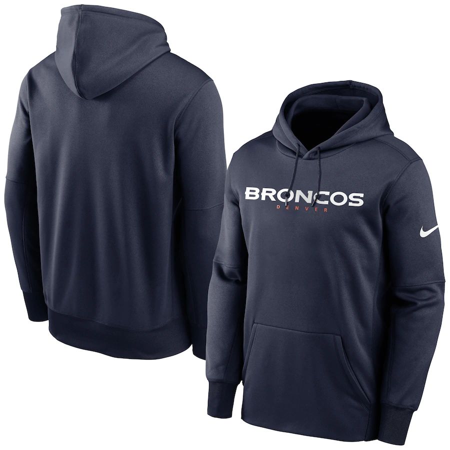 Denver Broncos Fan Gear Wordmark Performance Pullover Hoodie Navy cheap jerseys for sale - CheapJerseys.Shop