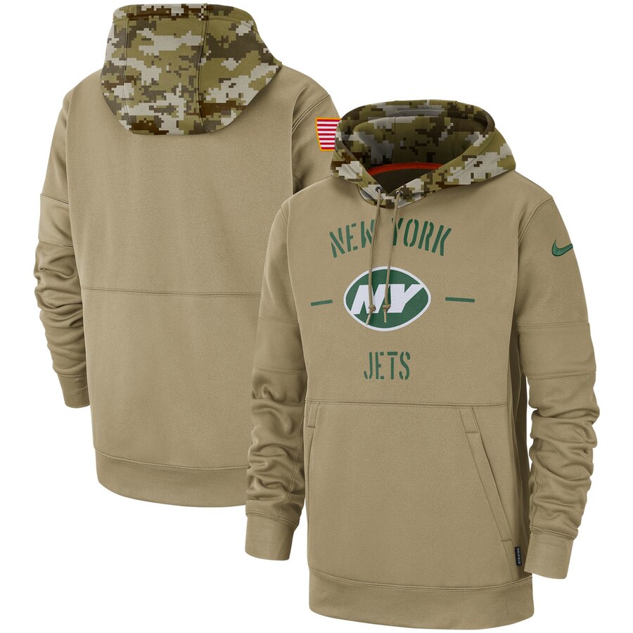 Men's New York Jets Tan 2019 Salute To Service Sideline Therma Pullover Hoodie cheap jerseys for sale - CheapJerseys.Shop