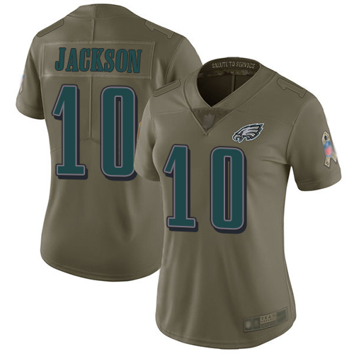 Philadelphia Eagles #10 DeSean Jackson Olive Women's Stitched Limited 2017 Salute to Service Jersey Womens cheap jerseys for sale - CheapJerseys.Shop