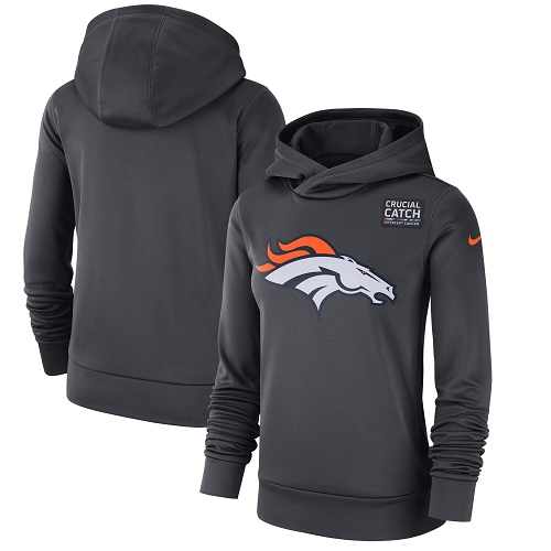 Women's Denver Broncos Anthracite Crucial Catch Performance Pullover Hoodie cheap jerseys for sale - CheapJerseys.Shop
