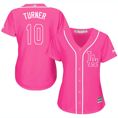 Los Angeles Dodgers #10 Justin Turner Pink Fashion Women's Stitched Jersey Womens cheap jerseys for sale - CheapJerseys.Shop